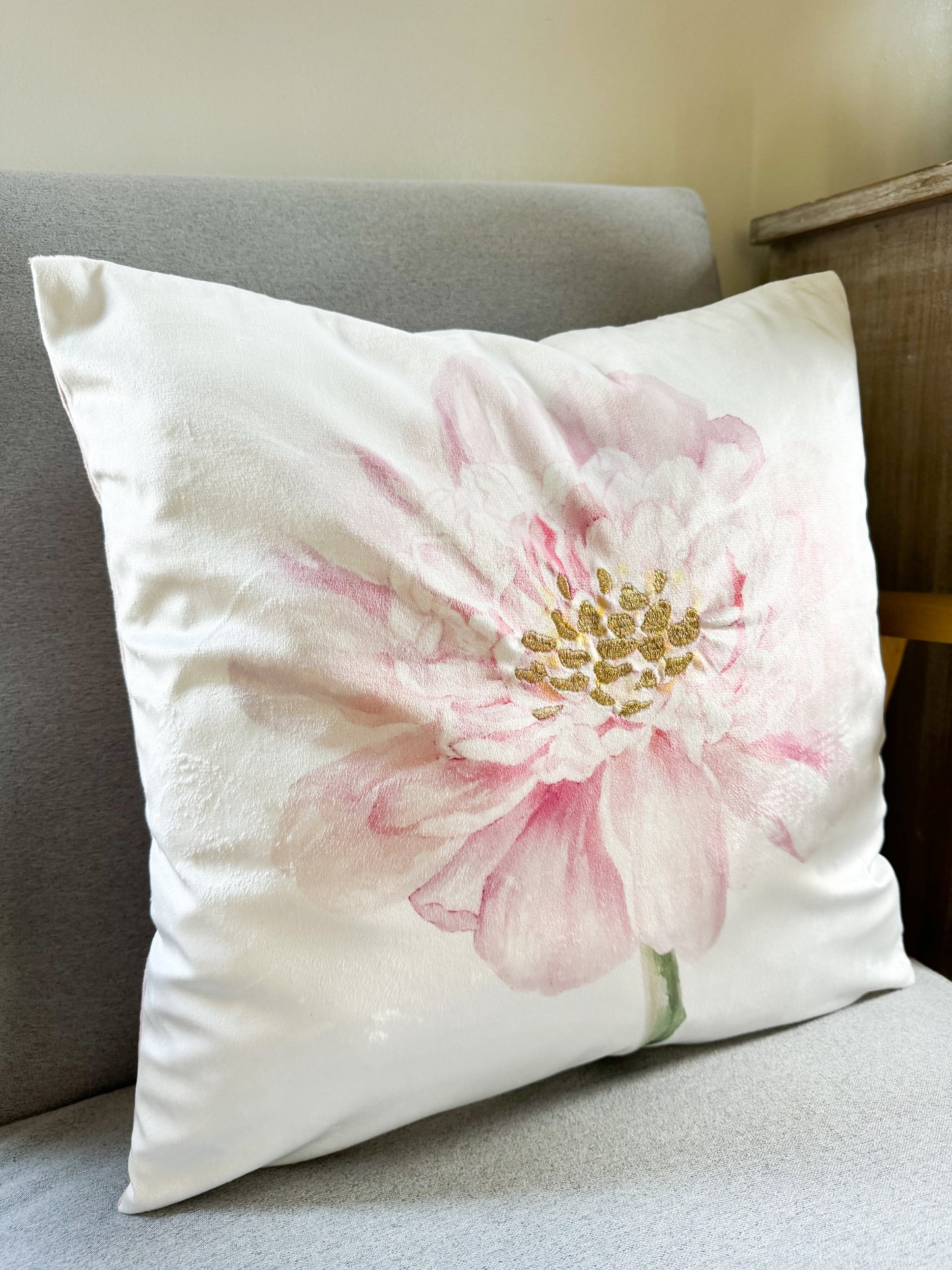 Pink Flower Pillow Cover